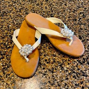 Aerosoles white with silver beads.  Size 8.5.